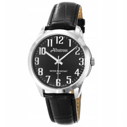 Srebrny męski zegarek z czarnym paskiem ALBATROSS ABC209-4