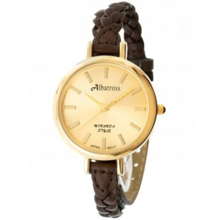 Złoty damski zegarek z paskiem ALBATROSS ABAB30-1