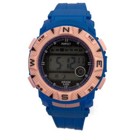 Różowo-niebieski dziecięcy zegarek z wyświetlaczem PERFECT