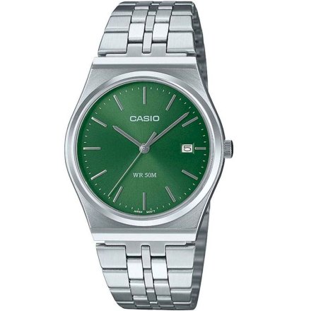 Srebrny zegarek Casio Classic z zieloną tarczą MTP-B145D-3AVEF