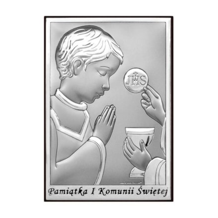 Obrazek srebrny z chłopcem Pamiątka I Komunii Świętej BC6570/2XO