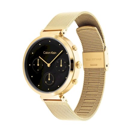 Zegarek damski Calvin Klein Minimalistic T Bar czarno-złoty z multidatownikiem 25200287