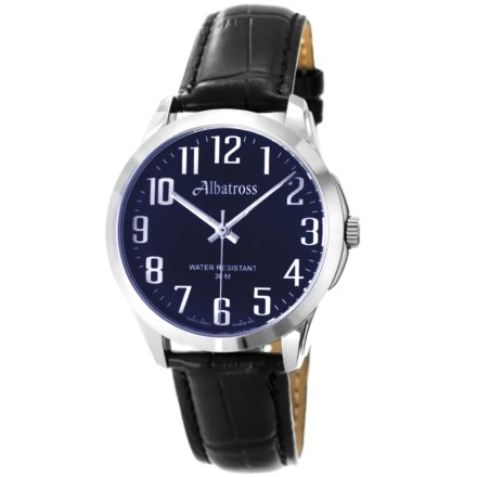 Srebrny męski zegarek z czarnym paskiem ALBATROSS ABC210-2