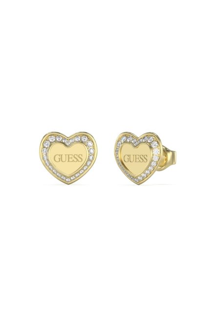 Złote kolczyki Guess serca z kryształkami AMAMI JUBE04035JW