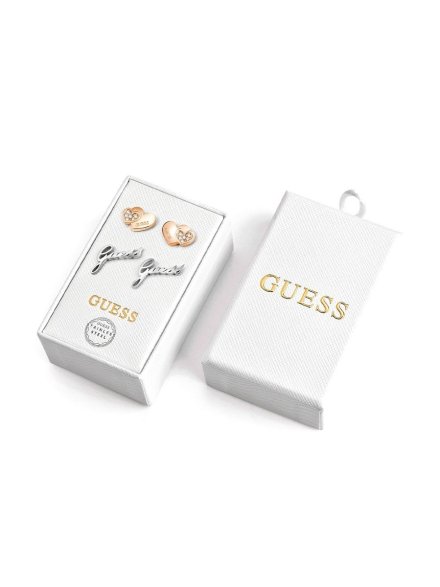 Zestaw biżuterii Guess 2x kolczyki Guess serca logo JUBS01803JW