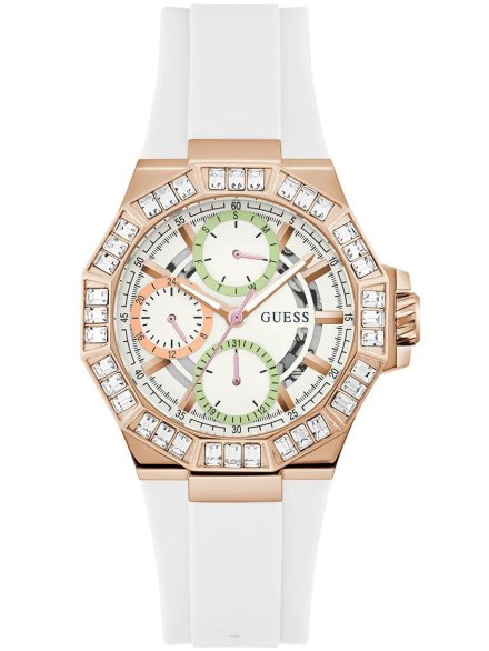 Guess Selene zegarek damski z kryształkami z białym paskiem GW0695L3