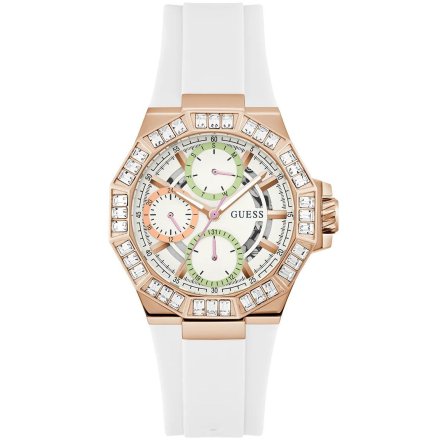 Guess Selene zegarek damski z kryształkami z białym paskiem GW0695L3