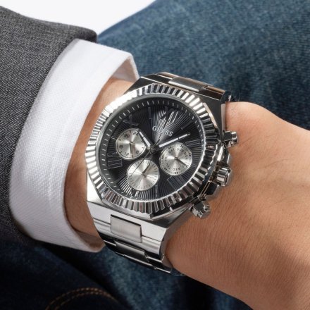 Srebrny zegarek męski Guess Equity z bransoletką GW0703G1