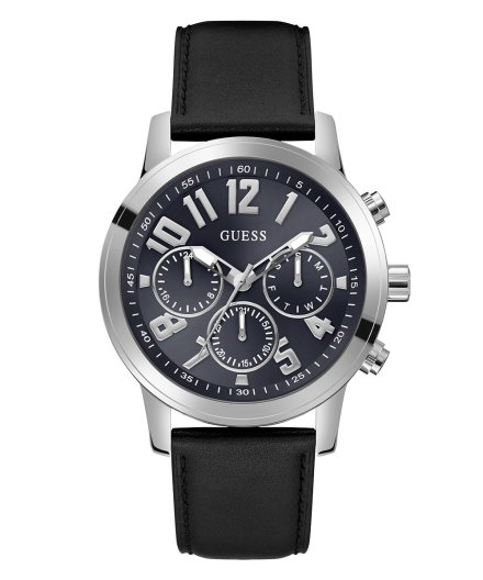 Męski zegarek Guess Parker srebrny z czarnym paskiem GW0709G1