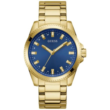 Guess Champ zegarek męski złoty niebieska tarcza GW0718G2