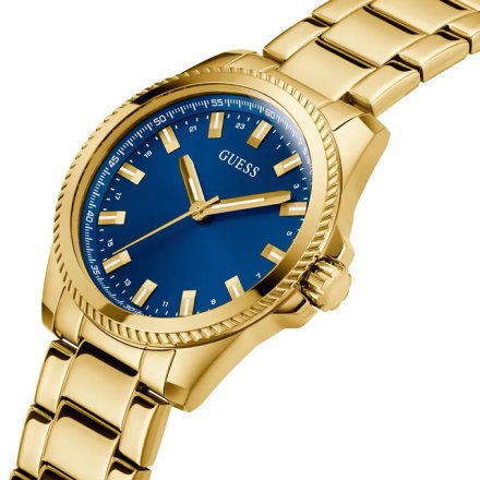 Złoty zegarek Guess Champ niebieska tarcza GW0718G2