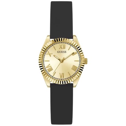 Guess Mini Luna zegarek damski złoty z czarnym paskiem GW0724L2