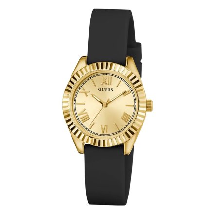 Guess Mini Luna zegarek damski złoty z czarnym paskiem GW0724L2