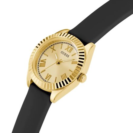 Złoty zegarek damski Guess Mini Luna z czarnym paskiem GW0724L2