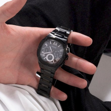 Czarny zegarek męski Guess Headline z bransoletką GW0572G3