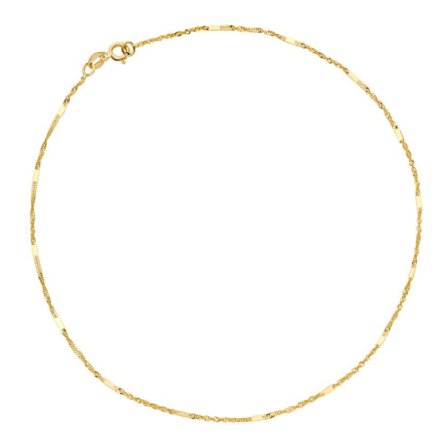 Złota bransoletka damska łańcuszek splot singapure z blaszką 17,5 cm • Złoto 585 0,44g