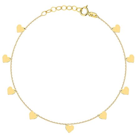 Złota bransoletka damska łańcuszek subtelne serduszka • Złoto 585 1,25g