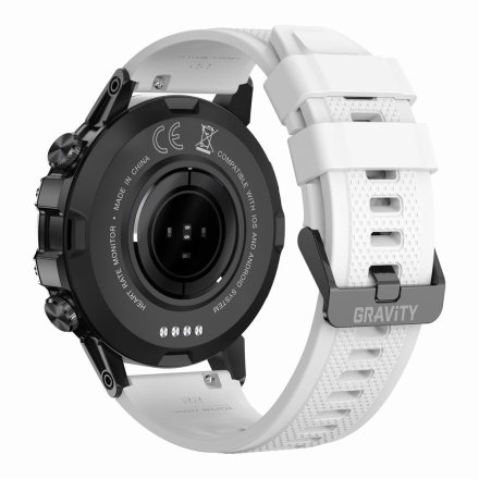 GRAVITY GT9-10 czarno-biały pasek silikon smartwatch męski z funkcją rozmowy