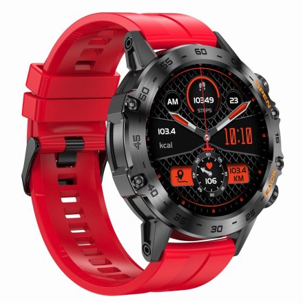 GRAVITY GT9-11 czarno-czerwony pasek silikon smartwatch męski z funkcją rozmowy