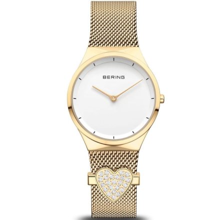 Złoty zegarek damski Bering Classic Valentines Day z sercem 12131-339-GWP