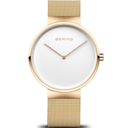 Złoty zegarek damski Bering Classic z jasną tarczą 14539-334
