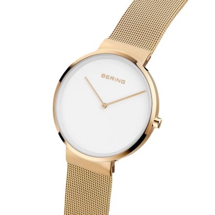 Złoty zegarek damski Bering Classic z jasną tarczą 14539-334