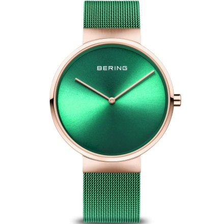 Zielono-złoty zegarek damski Bering Classic 14539-868 z bransoletą mesh