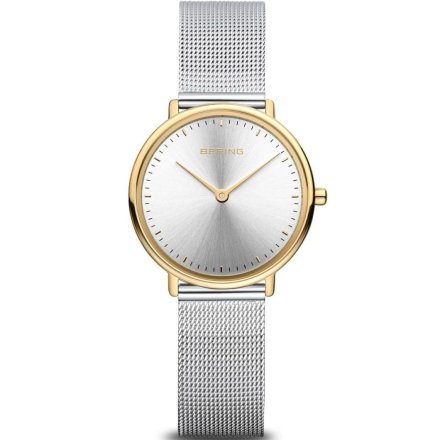 Cienki zegarek damski Bering Ultra Slim 15729-010 srebrno-złoty