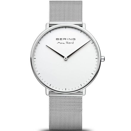 Srebrny klasyczny zegarek Bering Classic Max Rene 15738-004 z biała tarczą 