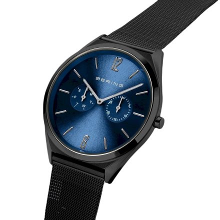 Czarny zegarek męski Bering ULTRA SLIM 17140-227 z multidatownikiem