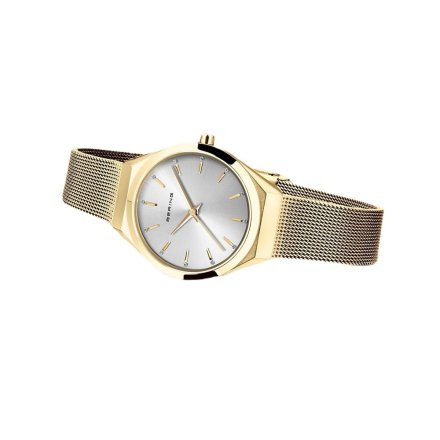 Złoty elegancki zegarek damski Bering Classic Sapphire 18729-330 z kryształkami