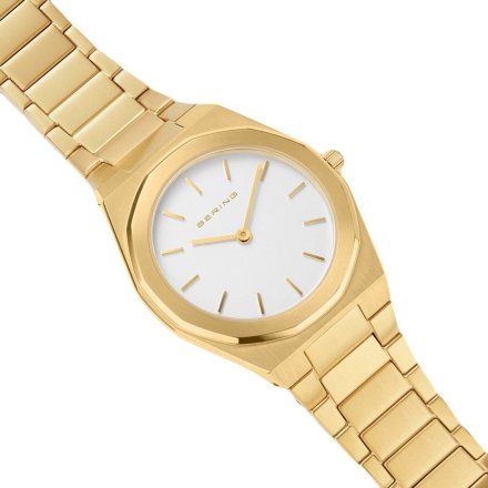 Złoty elegancki zegarek damski Bering Classic Sapphire 19632-730