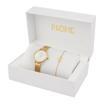 Prezent na Komunię złoty zegarek + bransoletka serce PACIFIC X6133-02A
