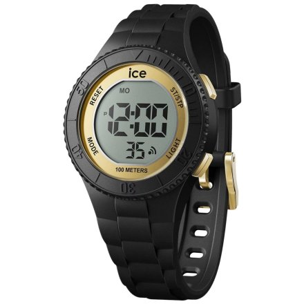 Czarny zegarek elektroniczny Ice-Watch Digit S Black Gold 021607 z wyświetlaczem + TOREBKA KOMUNIJNA