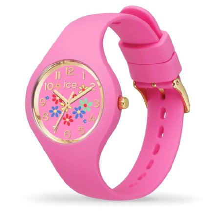Różowy zegarek Ice-Watch S Flower Pinky Bloom 021731 z kwiatami na tarczy + TOREBKA KOMUNIJNA