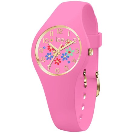 Różowy zegarek Ice-Watch S Flower Pinky Bloom 021731 z kwiatami na tarczy + TOREBKA KOMUNIJNA