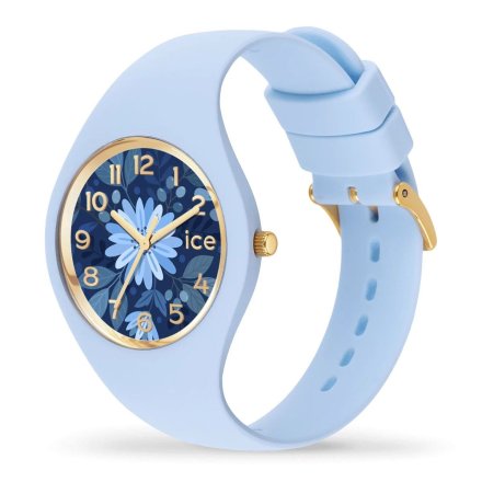 Błękitny zegarek Ice-Watch S Flower Water Blue 021733 z kwiatami na tarczy + TOREBKA KOMUNIJNA