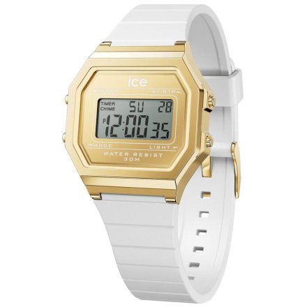 Złoty zegarek elektroniczny Ice-Watch DIGIT RETRO 022049 biały 