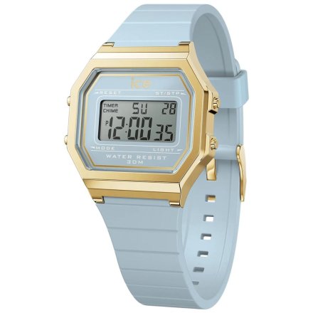 Złoty zegarek elektroniczny Ice-Watch DIGIT RETRO 022058 błękitny 