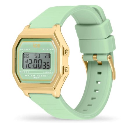 Złoty zegarek elektroniczny Ice-Watch DIGIT RETRO 022060 zielony 