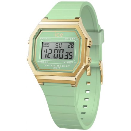 Złoty zegarek elektroniczny Ice-Watch DIGIT RETRO 022060 zielony 