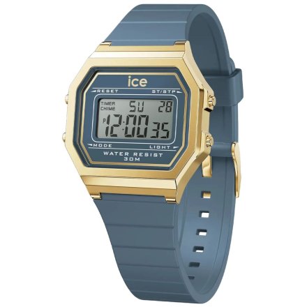Złoty zegarek elektroniczny Ice-Watch DIGIT RETRO 022067 niebieski + TOREBKA KOMUNIJNA