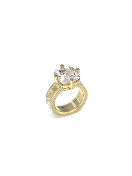 Złoty pierścionek z dużym kryształem Guess FLASHING LIGHTS r. 14 JUBR04232JW