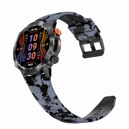 GRAVITY GT20-5 czarny moro wojskowy smartwatch męski z funkcją rozmowy • DWA PASKI