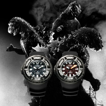 Czarny zegarek Citizen Godzilla x Ecozilla Promaster Eco-Drive Professional Diver BJ8056-01E