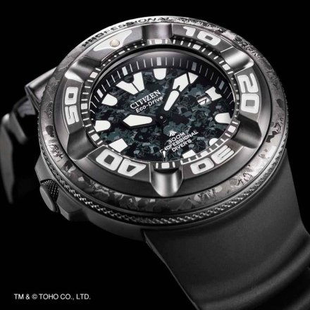 Czarny zegarek Citizen Godzilla x Ecozilla Promaster Eco-Drive Professional Diver BJ8056-01E