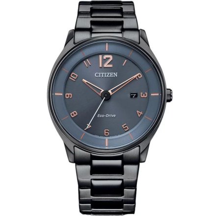 Czarny elegancki zegarek męski Citizen Eco Drive na bransolecie BM7408-88H 