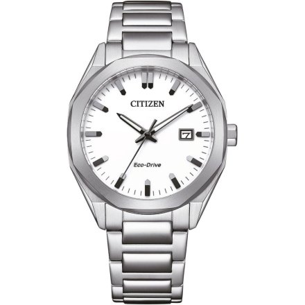 Klasyczny srebrny zegarek męski Citizen Eco-Drive Modern biały BM7620-83A