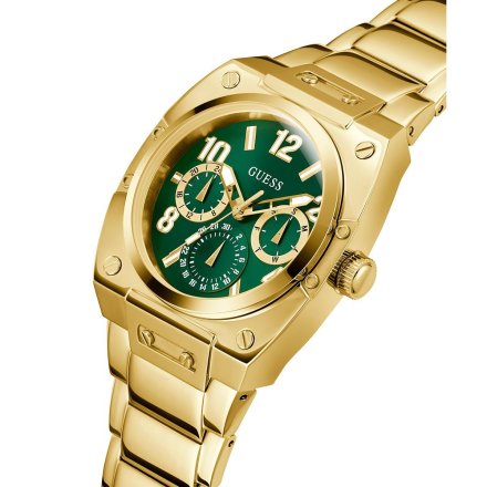 Guess Prodigy zegarek męski złoty z zieloną tarczą GW0624G2