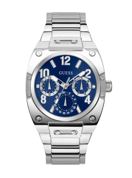 Guess Prodigy zegarek męski srebrny z niebieską tarczą GW0624G1